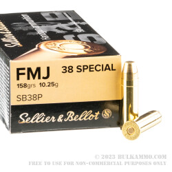 50 Rounds of .38 Spl Ammo by Sellier & Bellot - 158gr FMJ