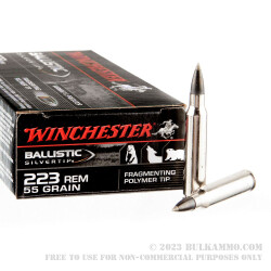 20 Rounds of .223 Ammo by Winchester - 55gr Polymer Tipped Ballistic Silvertip