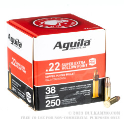 250 Rounds of .22 LR Ammo by Aguila - 38gr CPHP