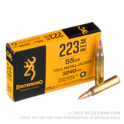 1000 Rounds of .223 Ammo by Browning - 55gr FMJ