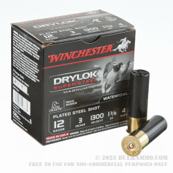 25 Rounds of 12ga 3" Ammo by Winchester Winchester Drylok Super Steel Magnum - 1 3/8 ounce #4 shot
