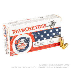 500 Rounds of 40 S&W Ammo by Winchester USA Target Pack - 180gr FMJ