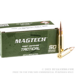 50 Rounds of 7.62x51mm M80 Ammo by Magtech - 147gr FMJ
