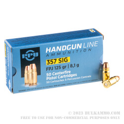 1000 Rounds of .357 SIG Ammo by Prvi Partizan - 125gr FMJ