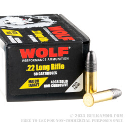 500  Rounds of .22 LR Ammo by Wolf Match Target - 40gr LRN