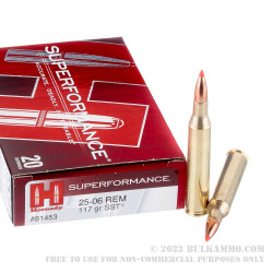 20 Rounds of 25-06 Remington Ammo by Hornady Superformance - 117gr SST