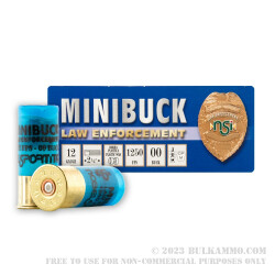 250 Rounds of 12ga Ammo by NobelSport MiniBuck LE - 6 pellet 00 buckshot