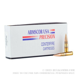 20 Rounds of .300 AAC Blackout Ammo by Armscor USA - 147gr FMJ