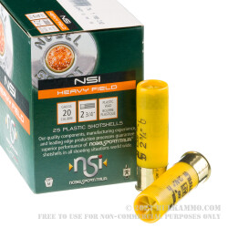 250 Rounds of 20ga Ammo by NobelSport Heavy Field - 1 ounce #7 1/2 shot