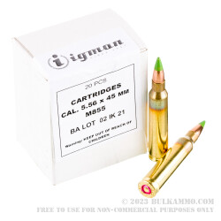 1000 Rounds of 5.56x45 Ammo by Igman - 62gr FMJ M855