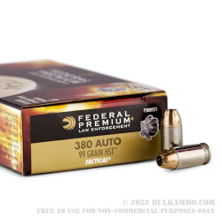 1000 Rounds of .380 ACP Ammo by Federal Tactical - 99gr HST JHP