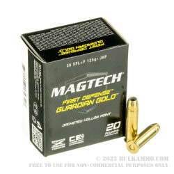 20 Rounds of .38 Spl Ammo by Magtech - 125gr JHP