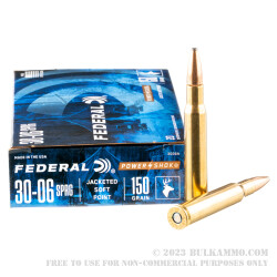 20 Rounds of 30-06 Springfield Ammo by Federal - 150gr SP