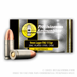 50 Rounds of 9mm Ammo by MFS - 115gr FMJ
