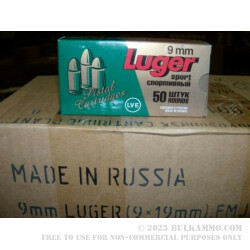 1350 Rounds of 9mm Ammo by LVE - 115gr FMJ