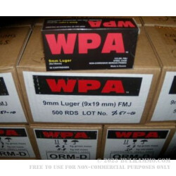 50 Rounds of 9mm Ammo by Wolf - 115gr FMJ