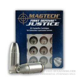 20 Rounds of 9mm +P Ammo by Magtech First Defense Justice - 92.6gr SCHP