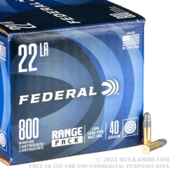 800 Rounds of .22 LR Ammo by Federal Champion - 40gr LRN