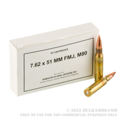 200 Rounds of 7.62x51 Ammo by Armscor - 147gr FMJ M80