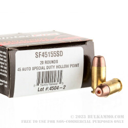 20 Rounds of .45 ACP Ammo by SinterFire Special Duty - 155gr Frangible HP