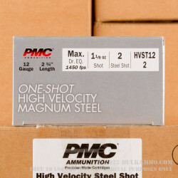 12 ga - 2-3/4" - 1 1/8 oz. - Steel #2 Shot - High Velocity Magnum Steel Load - PMC - 250 Rounds