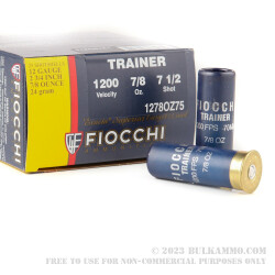 250 Rounds of 12ga Low Recoil Trainer Target Ammo by Fiocchi - 7/8 ounce #7 1/2 shot