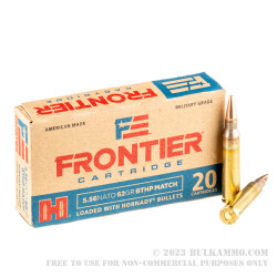 20 Rounds of 5.56x45 Ammo by Hornady Frontier - 62gr BTHP Match
