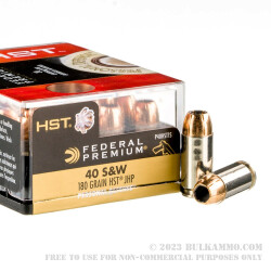 20 Rounds of .40 S&W Ammo by Federal - 180gr HST JHP