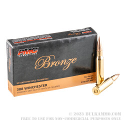 20 Rounds of .308 Win Ammo by PMC - 147gr FMJBT