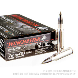 20 Rounds of 7mm-08 Ammo by Winchester - 140gr Ballistic Silvertip