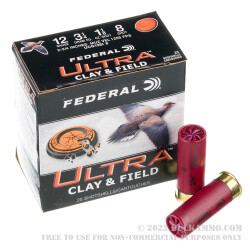250 Rounds of 12ga Ammo by Federal Ultra Clay & Field - 1 1/8 ounce #8 shot