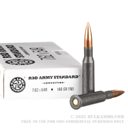 500 Rounds of 7.62x54r Ammo by Red Army Standard - 148gr FMJ