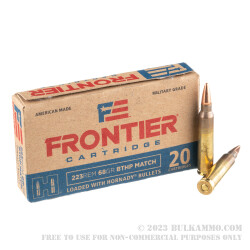 500 Rounds of .223 Ammo by Hornady Frontier - 68gr BTHP Match