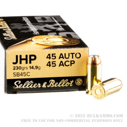 1000 Rounds of .45 ACP Ammo by Sellier & Bellot - 230gr JHP