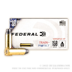500 Rounds of .38 Spl Ammo by Federal Train + Protect - 158gr LSWCHP