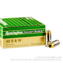 500  Rounds of .40 S&W Ammo by Remington - 180gr JHP
