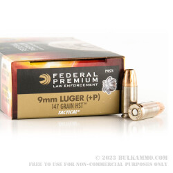 50 Rounds of 9mm +P Ammo by Federal LE - 147gr JHP HST