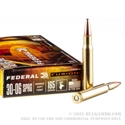 20 Rounds of 30-06 Springfield Ammo by Federal - 165gr Fusion