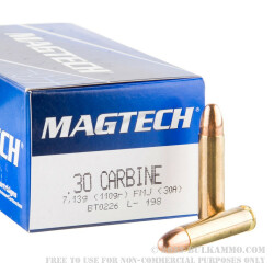 1000 Rounds of .30 Carbine Ammo by Magtech - 110gr FMJ
