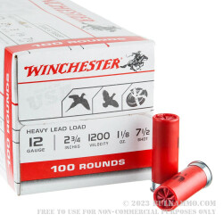 100 Rounds of 12ga Ammo by Winchester - 1 1/8 ounce #7 1/2 shot