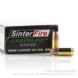 50 Rounds of 9mm Ammo by Sinterfire - 90gr Frangible