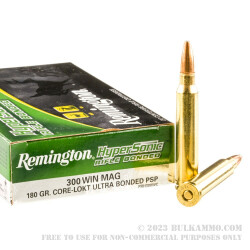 20 Rounds of .300 Win Mag Ammo by Remington - 180gr Bonded PSP