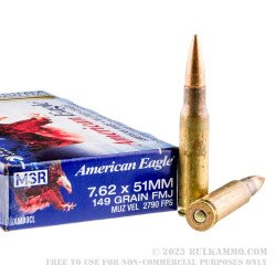 20 Rounds of 7.62x51mm Ammo by Federal American Eagle - XM80CL - 149gr FMJ
