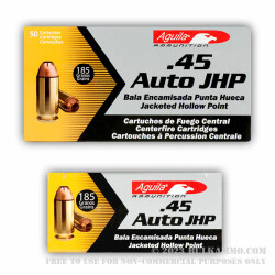 50 Rounds of .45 ACP Ammo by Aguila - 185gr JHP
