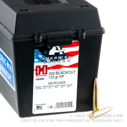 200 Rounds of .300 AAC Blackout Ammo by Hornady in Field Box - 125gr HP