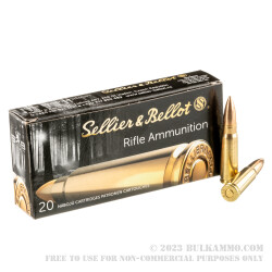 20 Rounds of 7.62x39mm Ammo by Sellier & Bellot - 123gr FMJ