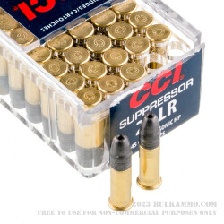 50 Rounds of .22 LR Ammo by CCI Suppressor - 45gr LHP