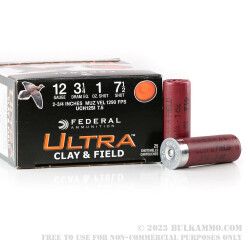 250 Rounds of 12ga Ammo by Federal Ultra Field & Clay - 1 ounce #7 1/2 shot