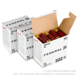 75 Rounds of 12ga Ammo by Federal Black Pack - 9 pellet 00 buckshot