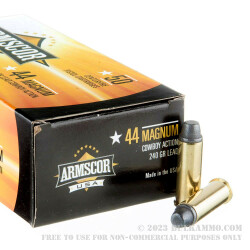 400 Rounds of .44 Mag Ammo by Armscor USA - 240gr Semi-Wadcutter Cowboy Action